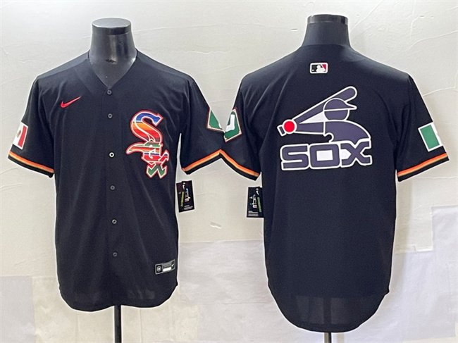 Men's Chicago White Sox Team Big Logo Black Mexico Limited Stitched Jersey 003 Men's Chicago White Sox Team Big Logo Black Mexico Limited Stitched Jersey 003